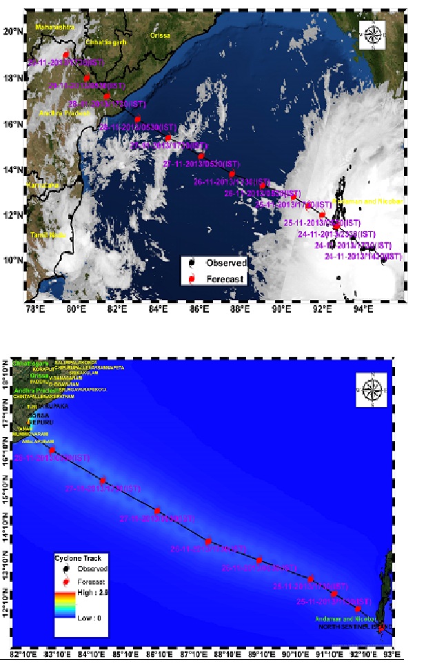 Cyclone Track and Inundation extent map